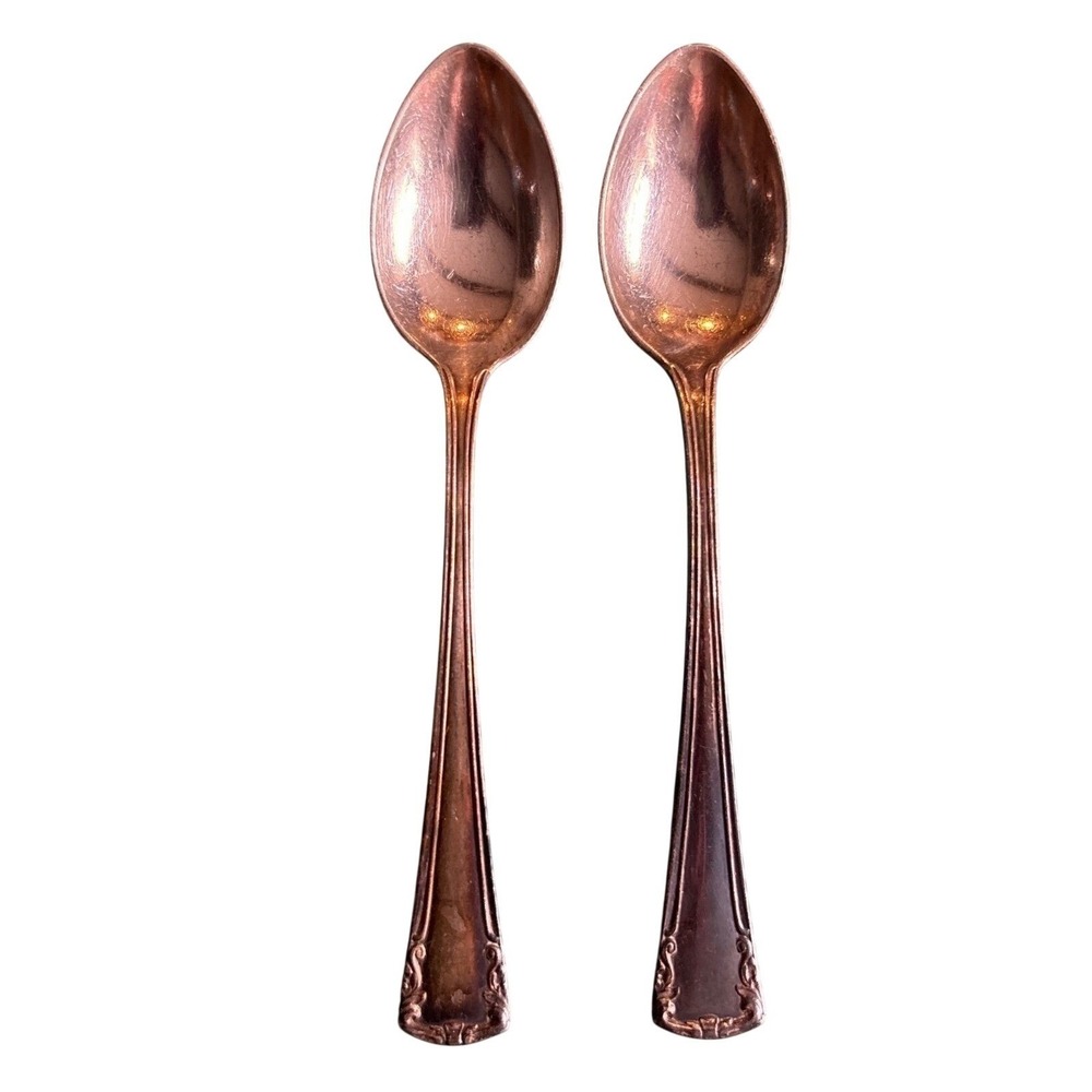Vintage Alvin Patent Silver Teaspoons Set Of 2 Ornate Design